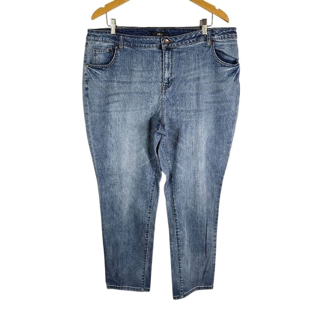 ellos Women’s Plus Size Jeans 18 Blue Stretch DenimMid Rise Straight Leg